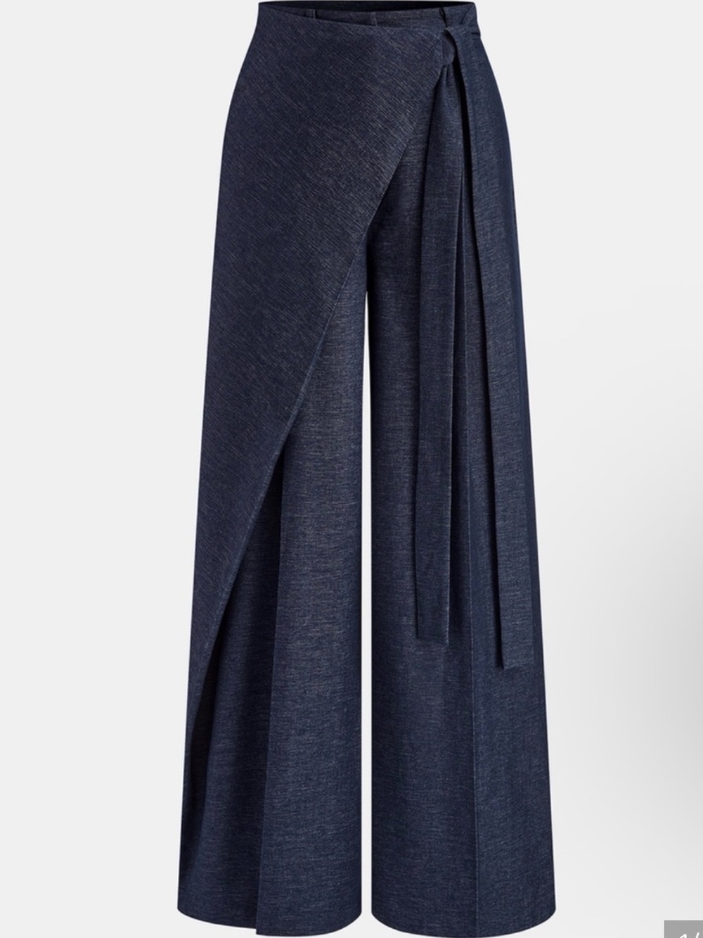 Commense Deep Navy Wide-Leg Wrap Trousers